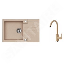Alveus Sets - Ensemble d'évier Rock 130 et la robinetterie Tonia, beige SETA066