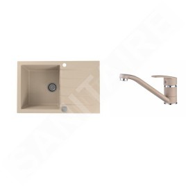 Alveus Sets - Ensemble d'évier en granit Cadit 20 et la robinetterie Nina, beige SETA20002