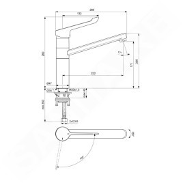 Ideal Standard CeraFlex - Mitigeur d'évier avec levier prolongé, BlueStart, chrome BC137AA
