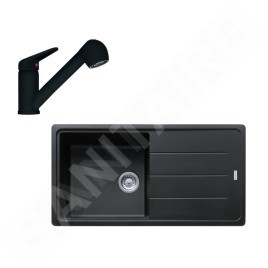 Franke Colonnes - Ensemble G138, évier en fragranit BFG 611 et mitigeur FC 9547.901, noir mat 114.0675.664