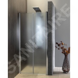 Aqualine Cabines de douche - Porte de douche Pilot, en deux parties 1000 mm, aluminium brillant/verre Brick PT102