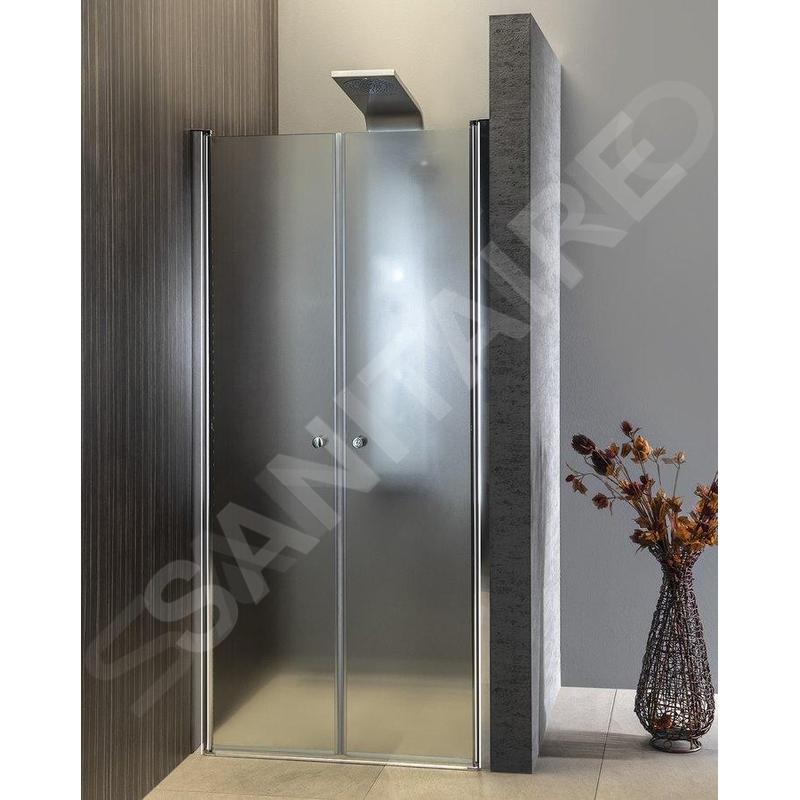 Aqualine Cabines de douche - Porte de douche Pilot, en deux parties 1000 mm, aluminium brillant/verre Brick PT102