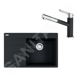 Franke Colonnes - Ensemble G227, évier en fragranit CNG 611-78 TL / 7 et mitigeur FC 3055.071, noir mat / chrome 114.0675.670