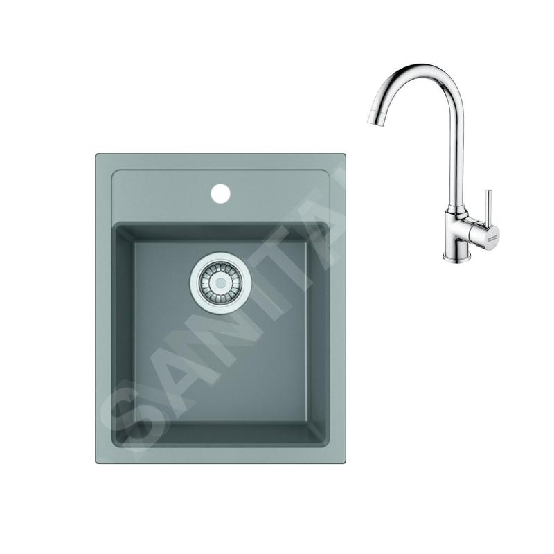 Franke Colonnes - Ensemble de cuisine T100, évier en tectonite SID 610-40 et mitigeur FP 9000.031, gris / chrome 143.0675.705 Franke Colonnes - Ensemble de cuisine T100, évier en tectonite SID 610-40 et mitigeur FP 9000.031, gris / chrome 143.0675.705