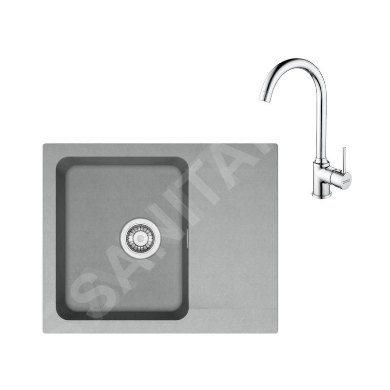 Franke Colonnes - Ensemble T94, évier en tectonite OID 611-62 et mitigeur FP 9000.031, gris / chrome 143.0675.616 Franke Colonnes - Ensemble T94, évier en tectonite OID 611-62 et mitigeur FP 9000.031, gris / chrome 143.0675.616