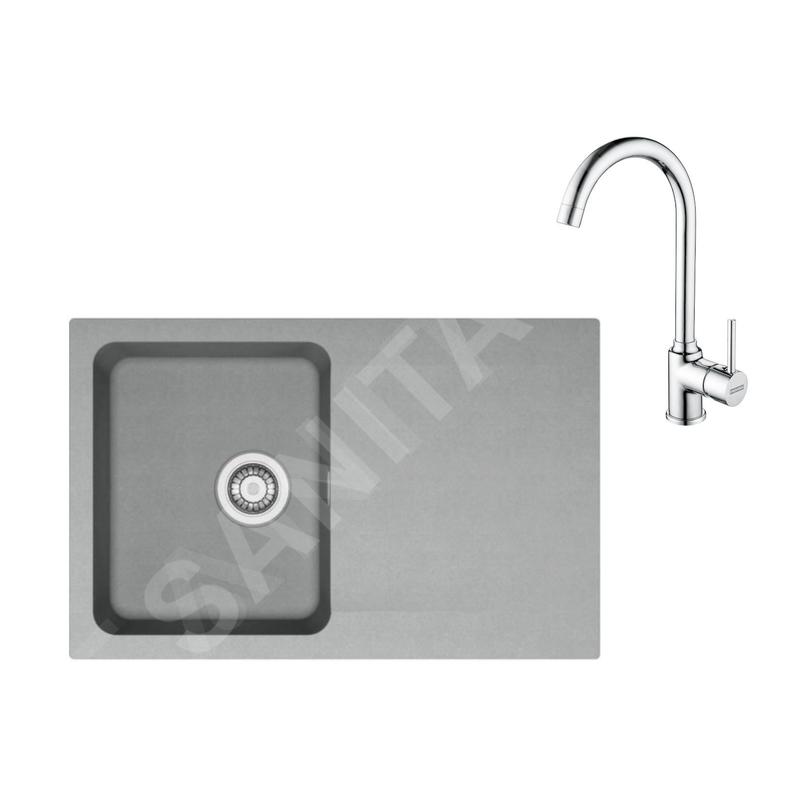 Franke Colonnes - Ensemble T96, évier en tectonite OID 611-78 et mitigeur FP 9000.031, gris / chrome 143.0675.619 Franke Colonnes - Ensemble T96, évier en tectonite OID 611-78 et mitigeur FP 9000.031, gris / chrome 143.0675.619