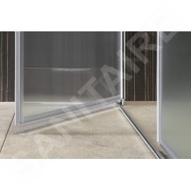 Aqualine Cabines de douche - Porte de douche Pilot, en deux parties 1000 mm, aluminium brillant/verre Brick PT102