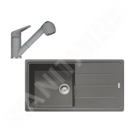 Franke Colonnes - Ensemble de cuisine G138, évier en fragranit BFG 611 et mitigeur FC 9547.424, pierre gris 114.0510.597