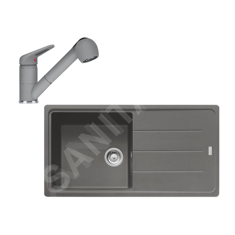 Franke Colonnes - Ensemble de cuisine G138, évier en fragranit BFG 611 et mitigeur FC 9547.424, pierre gris 114.0510.597