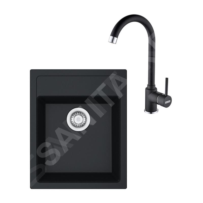 Franke Colonnes - Ensemble de cuisine T52, évier en tectonite SID 610-40 et mitigeur FP 9000.071, noir 114.0508.416 Franke Colonnes - Ensemble de cuisine T52, évier en tectonite SID 610-40 et mitigeur FP 9000.071, noir 114.0508.416