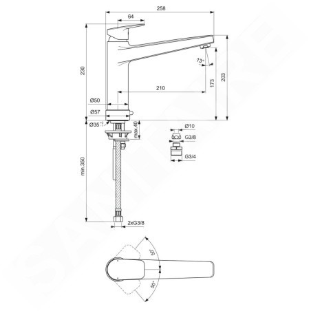 Ideal Standard CeraPlan - Mitigeur d'évier avec vanne pour lave-vaisselle, chrome BD329AA
