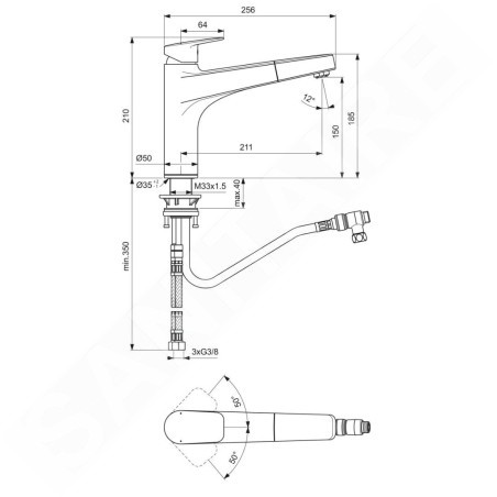 Ideal Standard CeraPlan - Mitigeur d'évier avec bec extractible, chrome BD330AA