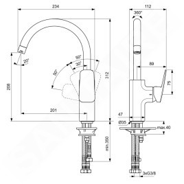 Ideal Standard CeraPlan - Mitigeur d'évier, Bluestart, chrome BD335AA