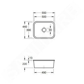 Villeroy & Boch Cisterna 60C - Évier en céramique 55x44 cm, CeramicPlus, Graphite 670601i4