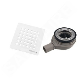 Polysan Flexia - Siphon de receveur Geberit, diamètre 90 mm, DN40, cache bonde en blanc 17741