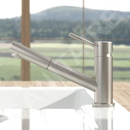 Villeroy & Boch Como - Mitigeur d’évier avec douchette extractible, à basculer sous la fenêtre, inox 925800LC