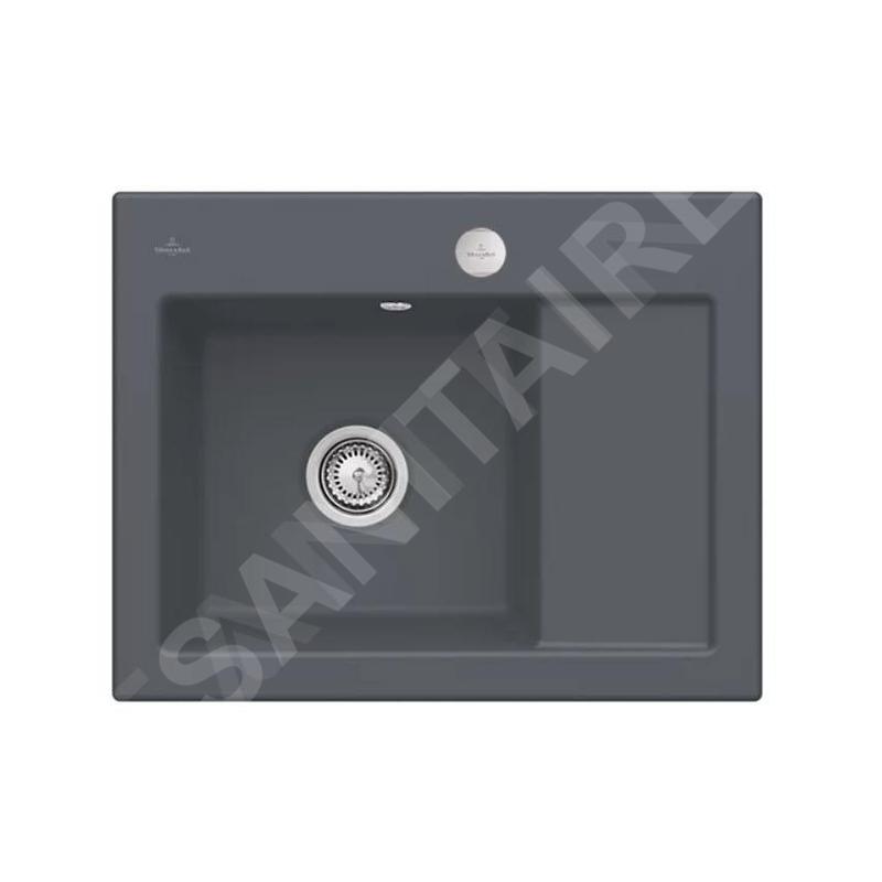 Villeroy & Boch Subway 45 - Évier en céramique 65x51 cm, avec commande excentrique, CeramicPlus, Graphite 331202i4