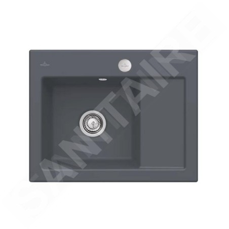 Villeroy & Boch Subway 45 - Évier en céramique 65x51 cm, avec commande excentrique, CeramicPlus, Graphite 331202i4