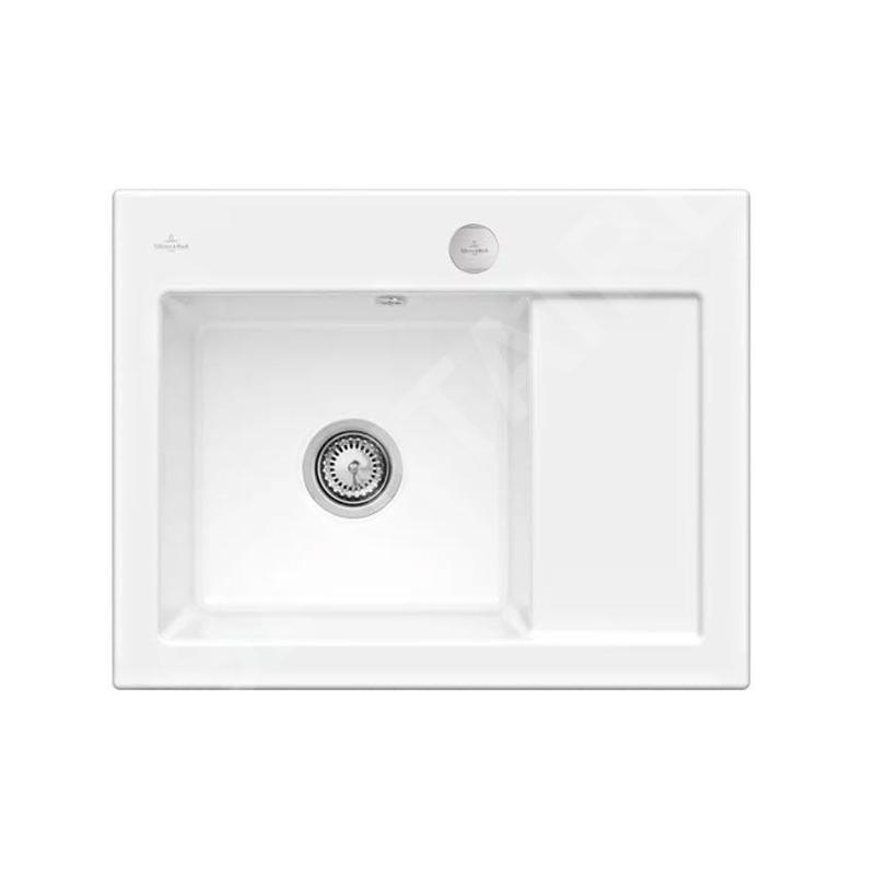 Villeroy & Boch Subway 45 - Évier en céramique 65x51 cm, avec commande excentrique, CeramicPlus, Snow White 331202KG