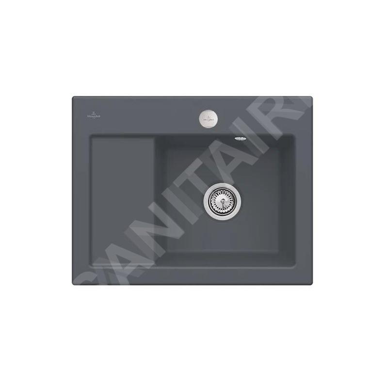 Villeroy & Boch Subway 45 - Évier en céramique 65x51 cm, avec commande excentrique, CeramicPlus, Graphite 331302I4