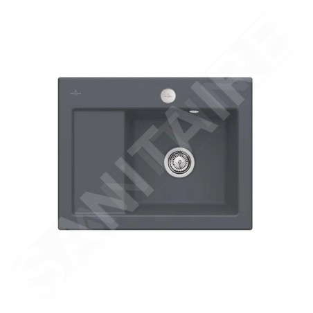 Villeroy & Boch Subway 45 - Évier en céramique 65x51 cm, avec commande excentrique, CeramicPlus, Graphite 331302I4