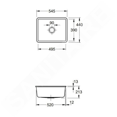 Villeroy & Boch Subway 60 - Évier en céramique 55x44 cm, CeramicPlus, Snow White 331001KG