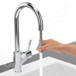 Villeroy & Boch Umbrella - Mitigeur d'évier avec bec extractible, inox poli 925400LE