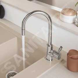 Villeroy & Boch Umbrella - Mitigeur d'évier avec bec extractible, inox poli 925400LE