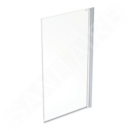 Geberit GEO - Paroi de baignoire 80 x 150 cm, argent/verre clair 560.118.00.2