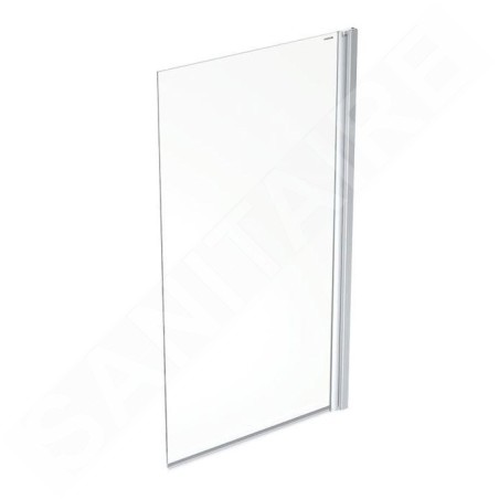 Geberit GEO - Paroi de baignoire 80 x 150 cm, argent/verre clair 560.118.00.2