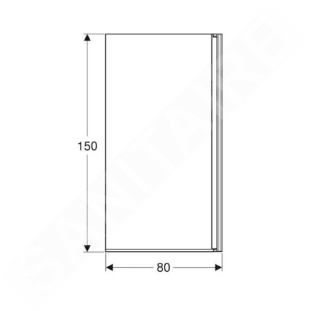 Geberit GEO - Paroi de baignoire 80 x 150 cm, argent/verre clair 560.118.00.2