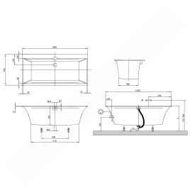 Villeroy & Boch Squaro Edge 12 - Baignoire Duo 1700x750 mm, Quaryl, blanc UBQ170SQE2DV-01