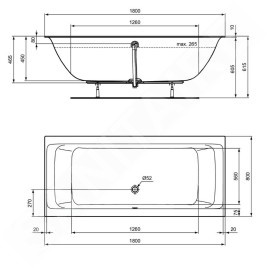 Ideal Standard Connect Air - Baignoire 1800x800 mm, blanc R029601