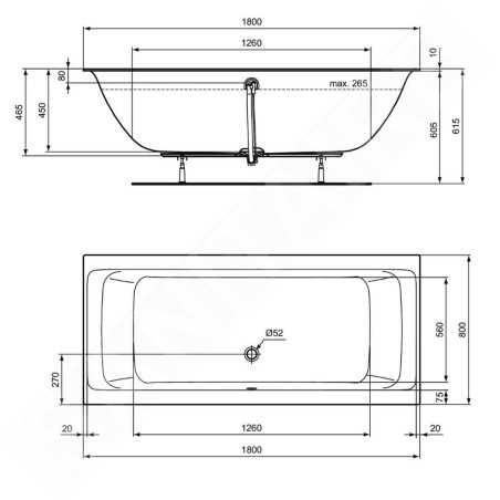 Ideal Standard Connect Air - Baignoire 1800x800 mm, blanc R029601