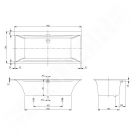 Villeroy & Boch Squaro Edge 12 - Baignoire Duo 1900x900 mm, Quaryl, blanc UBQ190SQE2DV-01