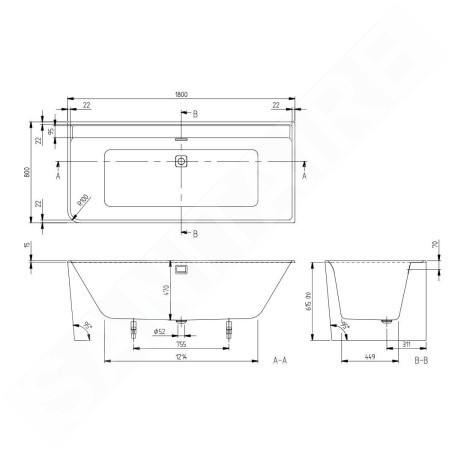 Villeroy & Boch Collaro - Baignoire 1800x800 mm avec garniture de vidage et de trop-plein, blanc UBA180COR9CR00VD01