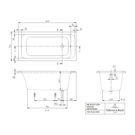 Villeroy & Boch Architectura - Baignoire 140x70 cm, blanc alpin UBA147ARA2V-01
