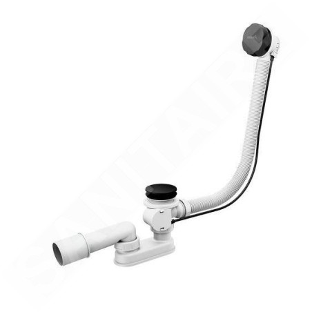Ravak Garnitures de vidage - Garniture de vidage et trop-plein pour baignoire, longueur 570 mm, bowden, noir mat X01745