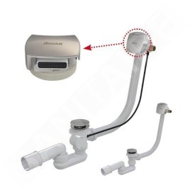 Ravak Garnitures de vidage - Set garniture de vidage et trop-plein de baignoire avec remplissage, ClickClack, longueur 570 mm,