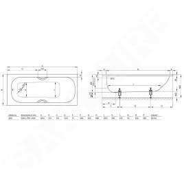 Bette Form - Baignoire encastrable 1500x700 mm, BetteGlaze Plus, blanc 2941-000PLUS