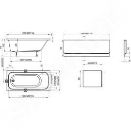 Ravak Chrome - Baignoire rectangulaire 1700x750 mm, blanc C741000000