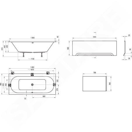 Ravak City - Baignoire 1800x800 mm, blanc C920000000