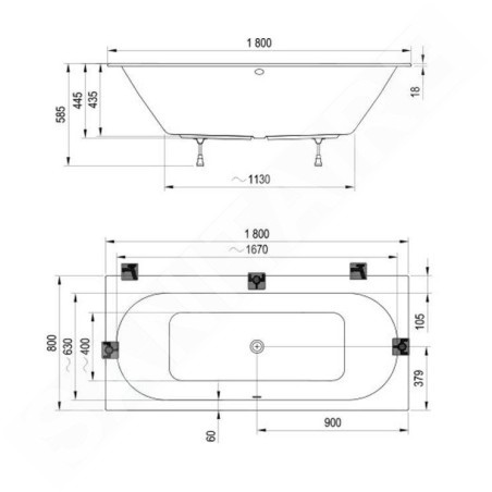 Ravak City - Baignoire 1800x800 mm, blanc C921300000