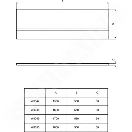 Ideal Standard Simplicity - Panneau frontal de recouvrement pour baignoire 1.500 mm, blanc W004701