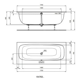 Ideal Standard i.Life - Baignoire DUO 1700x750 mm, blanc T476301