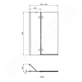 Ideal Standard i.Life - Paroi de baignoire, deux battants, 1000 mm, gauche, silver bright / verre clair T4887EO