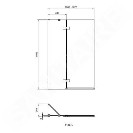 Ideal Standard i.Life - Paroi de baignoire, deux battants, 1000 mm, gauche, silver bright / verre clair T4887EO