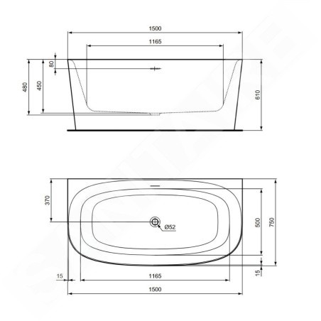 Ideal Standard Dea - Baignoire 150x75 cm, blanc T546501