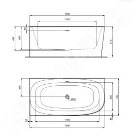 Ideal Standard Dea - Baignoire 150x75 cm, à gauche, blanc T546701