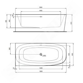 Ideal Standard Dea - Baignoire 180x80 cm, à gauche, blanc T549201